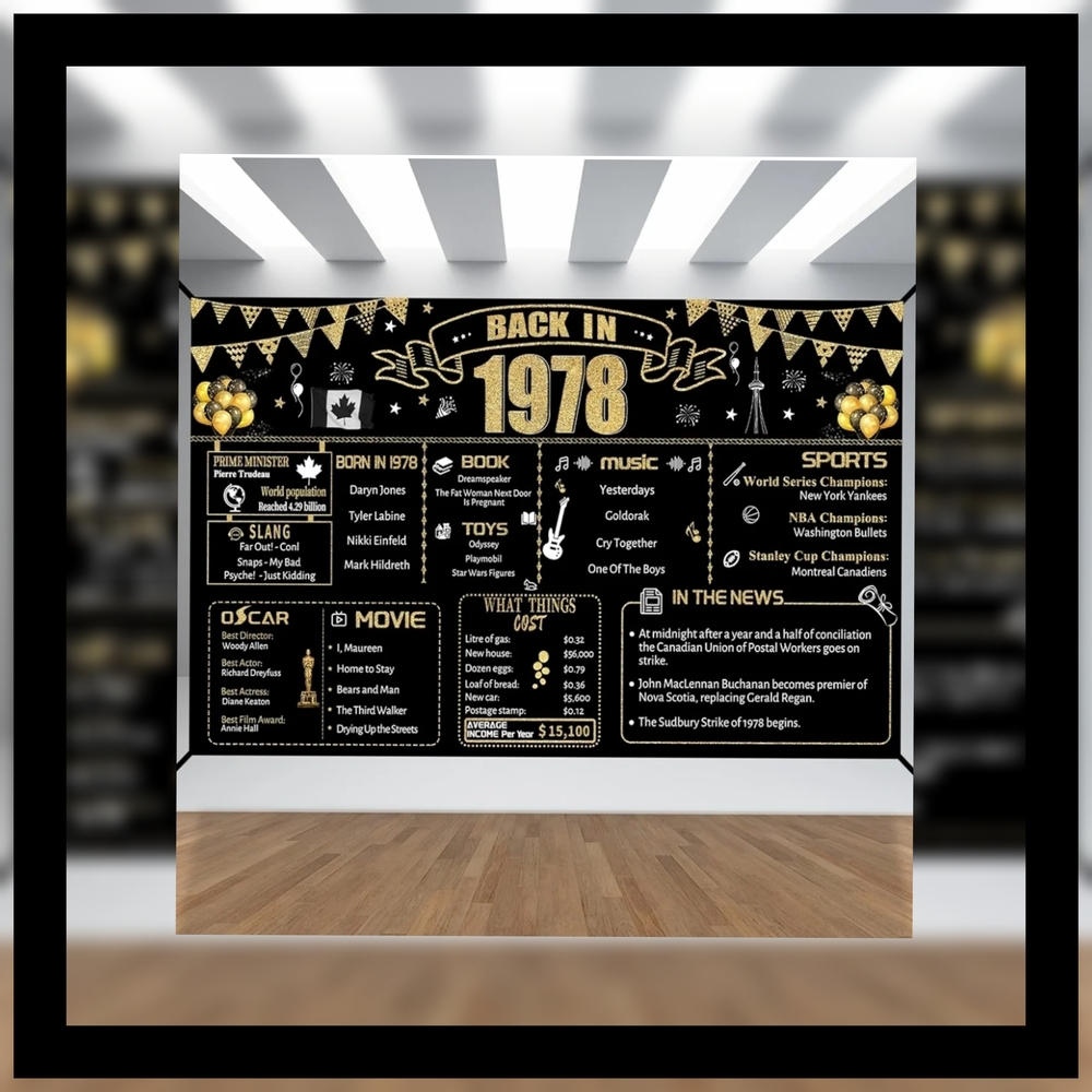 🎂 1978 REMEMBER WHEN Birthday Backdrop 🎂